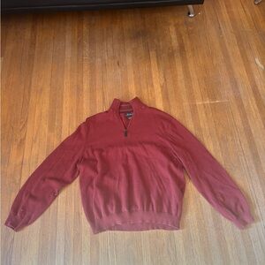 Eddie Bauer Men's Zip Up Sweater in Deep Red